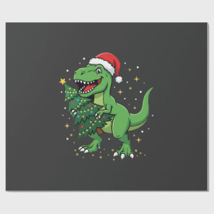 Christmas Dinosaur Santa T Rex Wrapping Paper