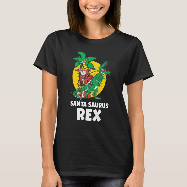 Christmas Dinosaur Santasaurus Rex Holiday Xmas PJ T-Shirt (Front)
