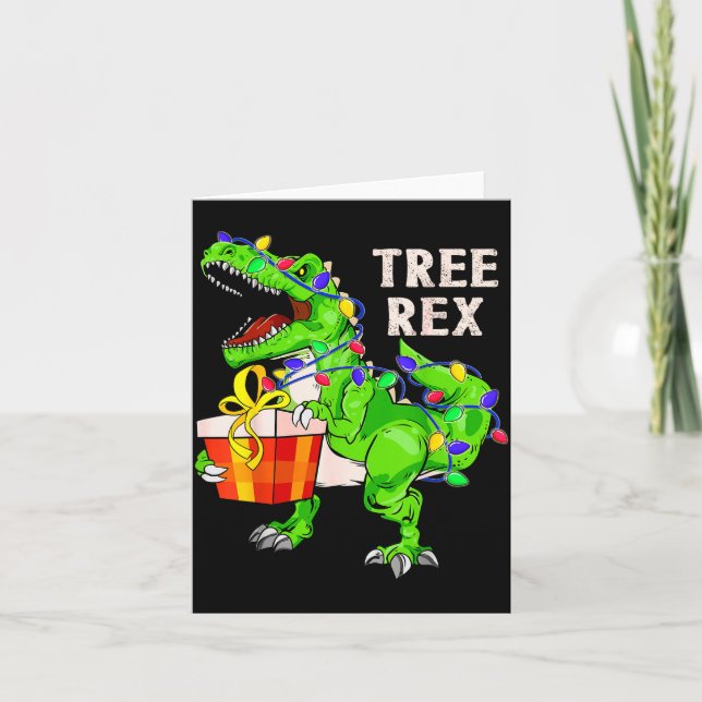 Christmas Dinosaur Shirt Tree Rex Pyjamas Xmas Men Card (Front)