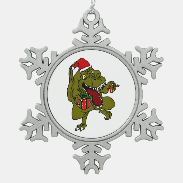 Christmas Dinosaur Snowflake Ornament (Front)