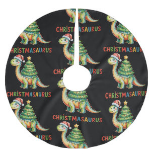 Christmas Dinosaur T Rex Dino Xmas Tree Lights Brushed Polyester Tree Skirt
