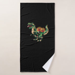 Christmas Dinosaur Tree Lights Gift Box Men Boys X Bath Towel