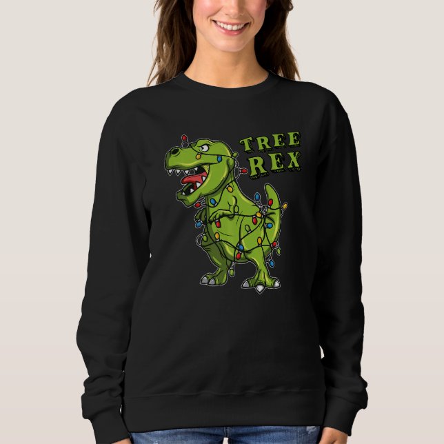 Christmas Dinosaur Tree Rex Christmas Cotume Pajam Sweatshirt (Front)