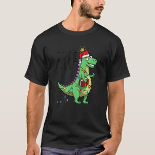 Christmas Dinosaur Tree Rex Lights Men Boys Kids X T-Shirt