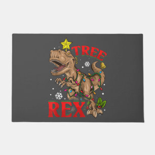 Christmas Dinosaur Tree Rex Lights TRex Xmas Gift Doormat