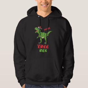 Christmas Dinosaur Tree Rex Pyjamas Funny Xmas Lig Hoodie
