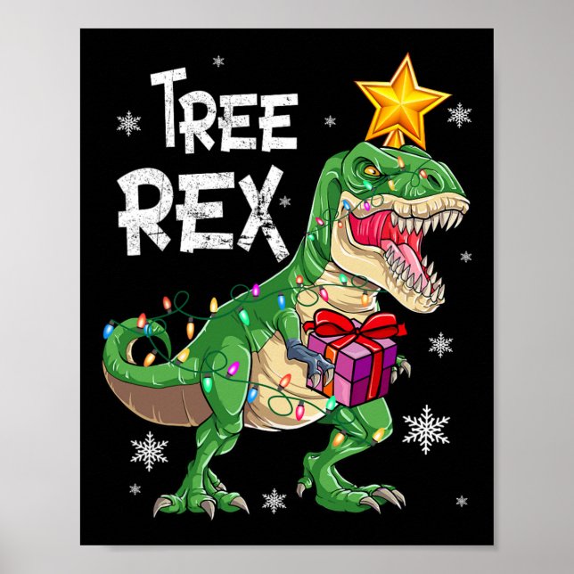 Christmas Dinosaur Tree Rex Pyjamas Men Boys Kids  Poster (Front)