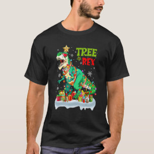Christmas Dinosaur Tree Rex Pyjamas Men Boys Xmas T-Shirt