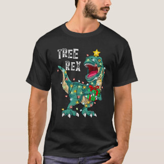 Christmas Dinosaur Tree Rex Pyjamas Men Boys Xmas T-Shirt