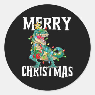 Christmas Dinosaur Tree Rex Pyjamas Merry Christma Classic Round Sticker