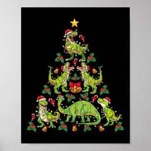 Christmas Dinosaur Tree Rex Shirt Boys Kids T Rex  Poster
