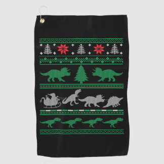 Christmas Dinosaur Tree Rex T-rex Ugly Christmas S Golf Towel