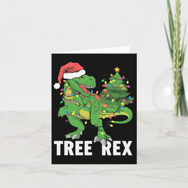 Christmas Dinosaur Tree Rex Xmas Trex Pyjamas Men  Card (Front)