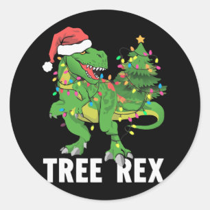 Christmas Dinosaur Tree Rex Xmas Trex Pyjamas Men  Classic Round Sticker