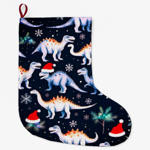 Christmas Dinosaurs Large Christmas Stocking