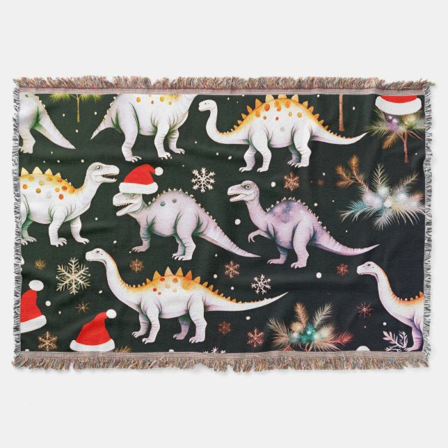 Christmas Dinosaurs  Throw Blanket (Front)