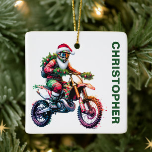 Christmas Dirt Bike Motocross Custom Name Ceramic Ornament