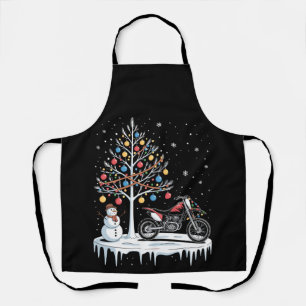 Christmas Dirt Bike Motorcycle Snowman Tree Xmas Apron