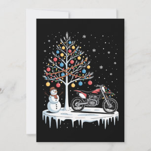 Christmas Dirt Bike Motorcycle Snowman Tree Xmas Invitation