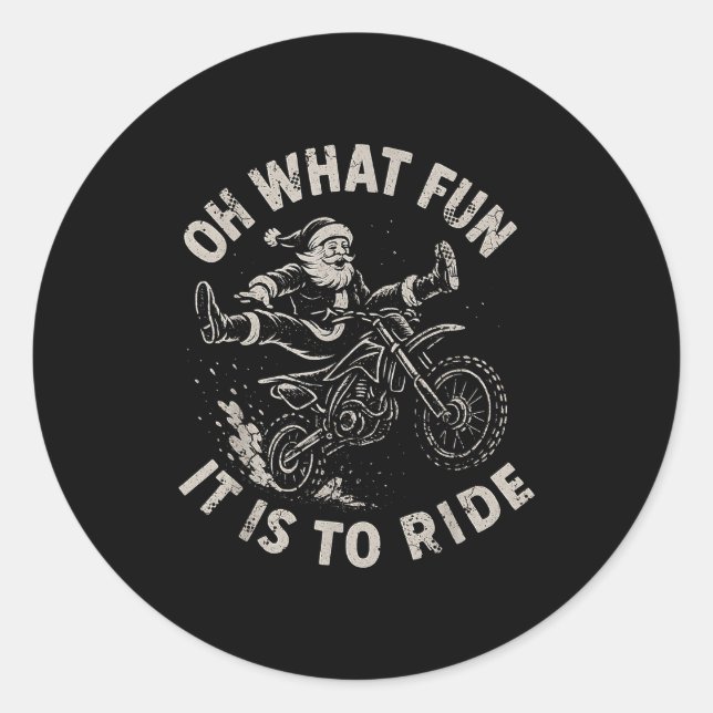 Christmas Dirt Bike Santa Motocross Born To Sleigh Classic Round Sticker (Front)