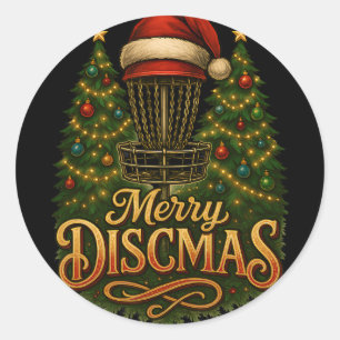 Christmas Disc Golf Merry Discmas Classic Round Sticker