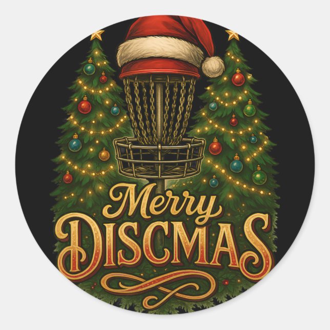 Christmas Disc Golf Merry Discmas  Classic Round Sticker (Front)