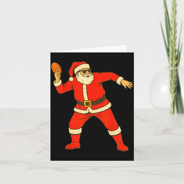 Christmas Disc Golf Vintage Funny Santa Xmas  Card (Front)