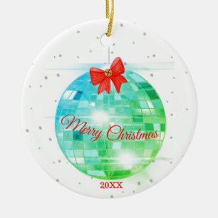 Christmas Disco Ball  Merry Fun Greeting Ceramic Tree Decoration