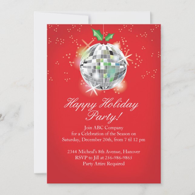 Christmas Disco Ball Party Invitations (Front)