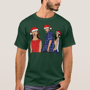 Christmas Distracted Boyfriend Meme Santa Hat T-Shirt