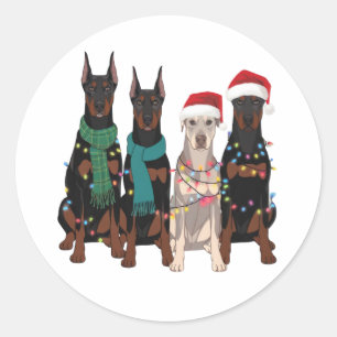 Christmas Doberman Lover Dog Mum Holiday Classic Round Sticker