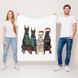 Christmas Doberman Lover Dog Mum Holiday  Fleece Blanket