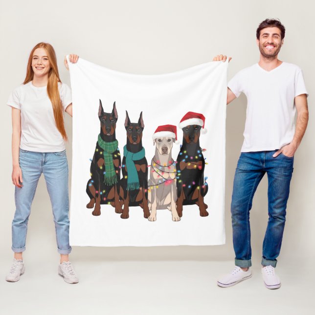 Christmas Doberman Lover Dog Mum Holiday  Fleece Blanket (In Situ)