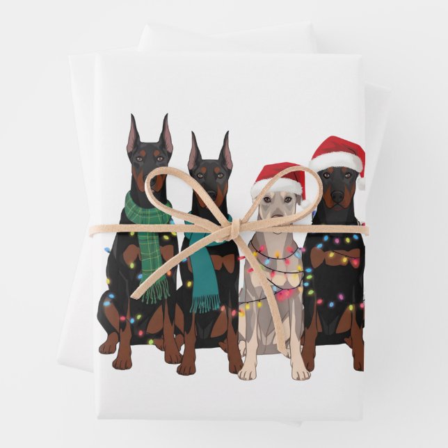 Christmas Doberman Lover Dog Mum Holiday  Wrapping Paper Sheet (In situ)