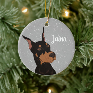 Christmas Doberman Pinscher  Ceramic Tree Decoration