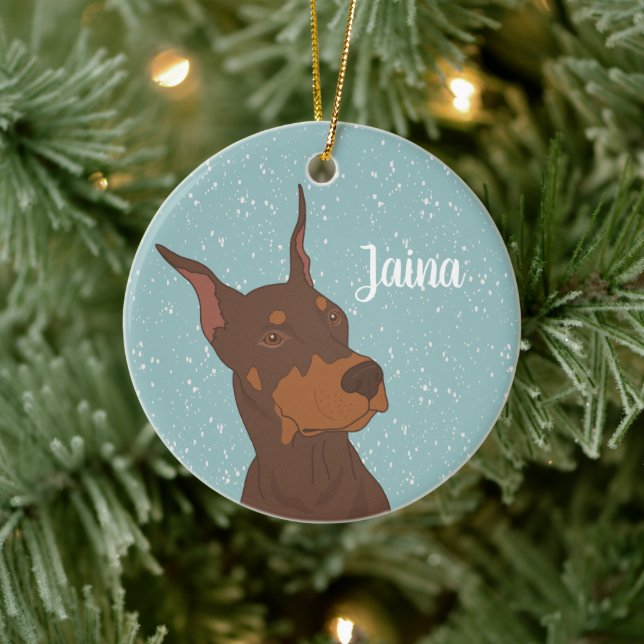 Christmas Doberman Pinscher  Ceramic Tree Decoration (Tree)