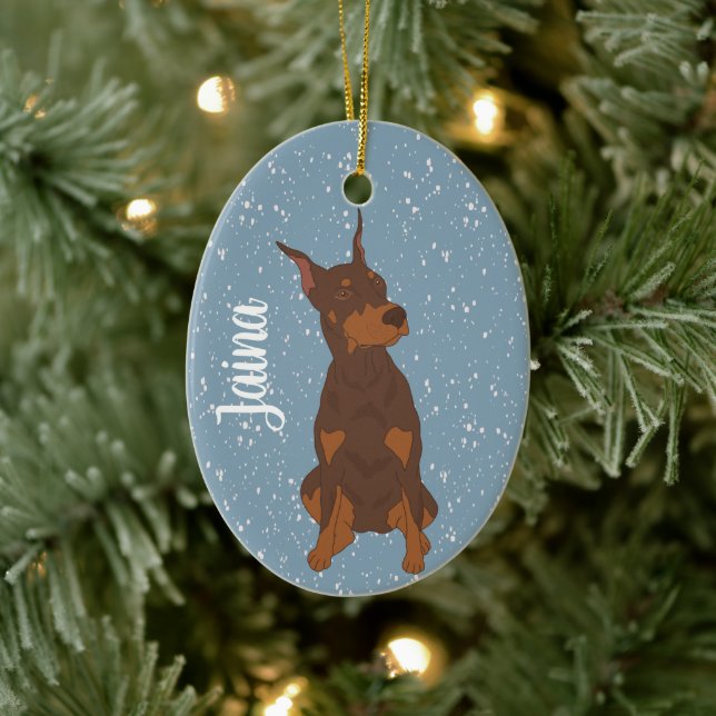Christmas Doberman Pinscher   Ceramic Tree Decoration (Tree)