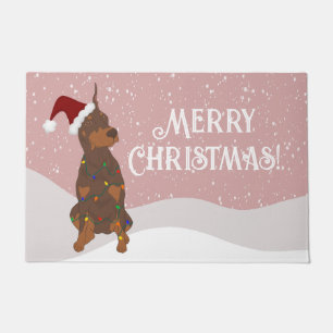 Christmas Doberman Pinscher   Doormat