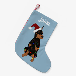 Christmas Doberman Pinscher  Small Christmas Stocking