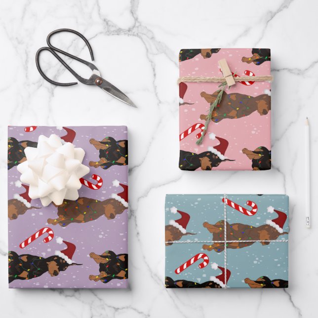 Christmas Doberman Pinscher  Wrapping Paper Sheet (Front)