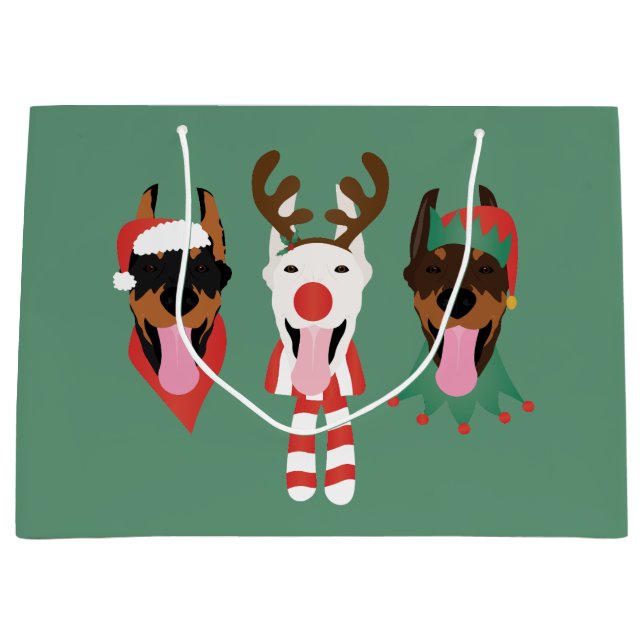 Christmas Dobermann Dogs Large Gift Bag (Front)