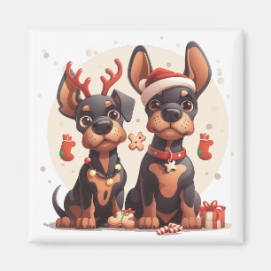 Christmas Dobermann Dogs Magnet
