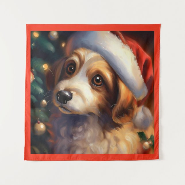 Christmas Dog 2 Tapestry (Front)