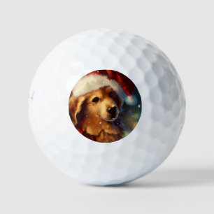 Christmas Dog (4) Golf Balls