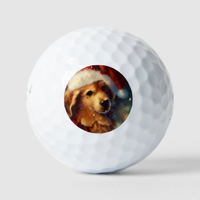 Christmas Dog (4) Golf Balls (Front)