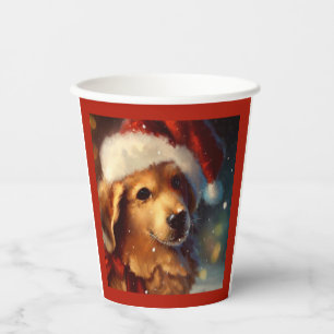 Christmas Dog 4 Paper Cups