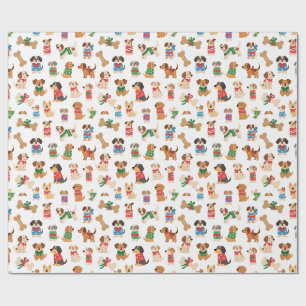 Christmas Dog And Bone Colourful Gift Xmas Wrapping Paper