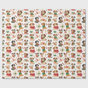 Christmas Dog And Gift Bone Colourful Xmas Wrapping Paper