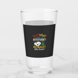 Christmas Dog Attitude Holiday Humour Glass