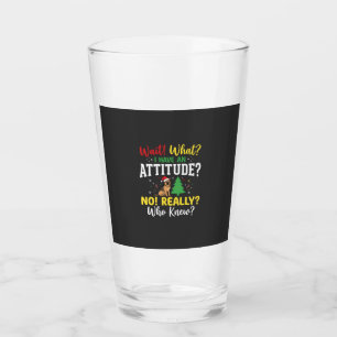 Christmas Dog Attitude Humour Glass